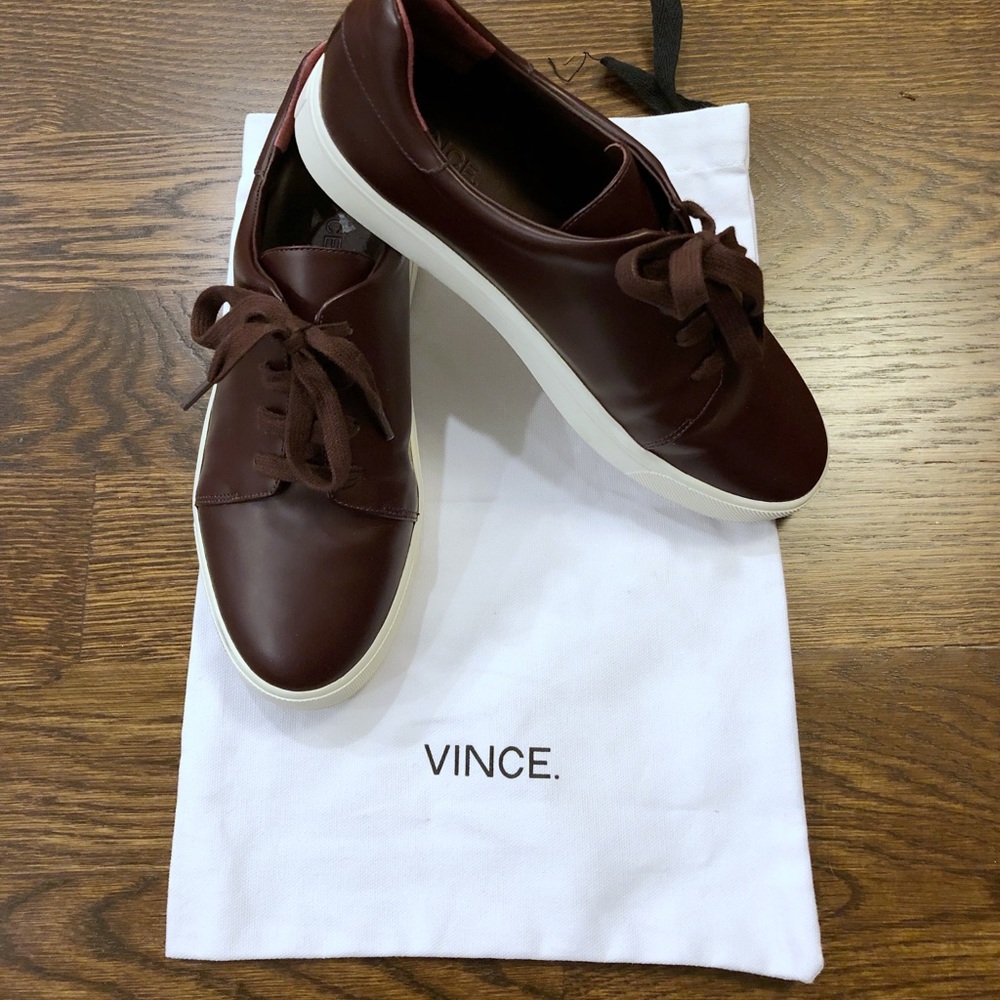 Vince Bale Low-Top Burgundy Leather Sneakers
